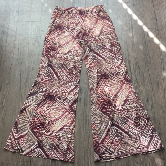 Flowy Rayon High-Rise Bell Bottom Flares - Picture 3 of 7